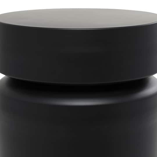 18" Black Metal Drum Accent Table